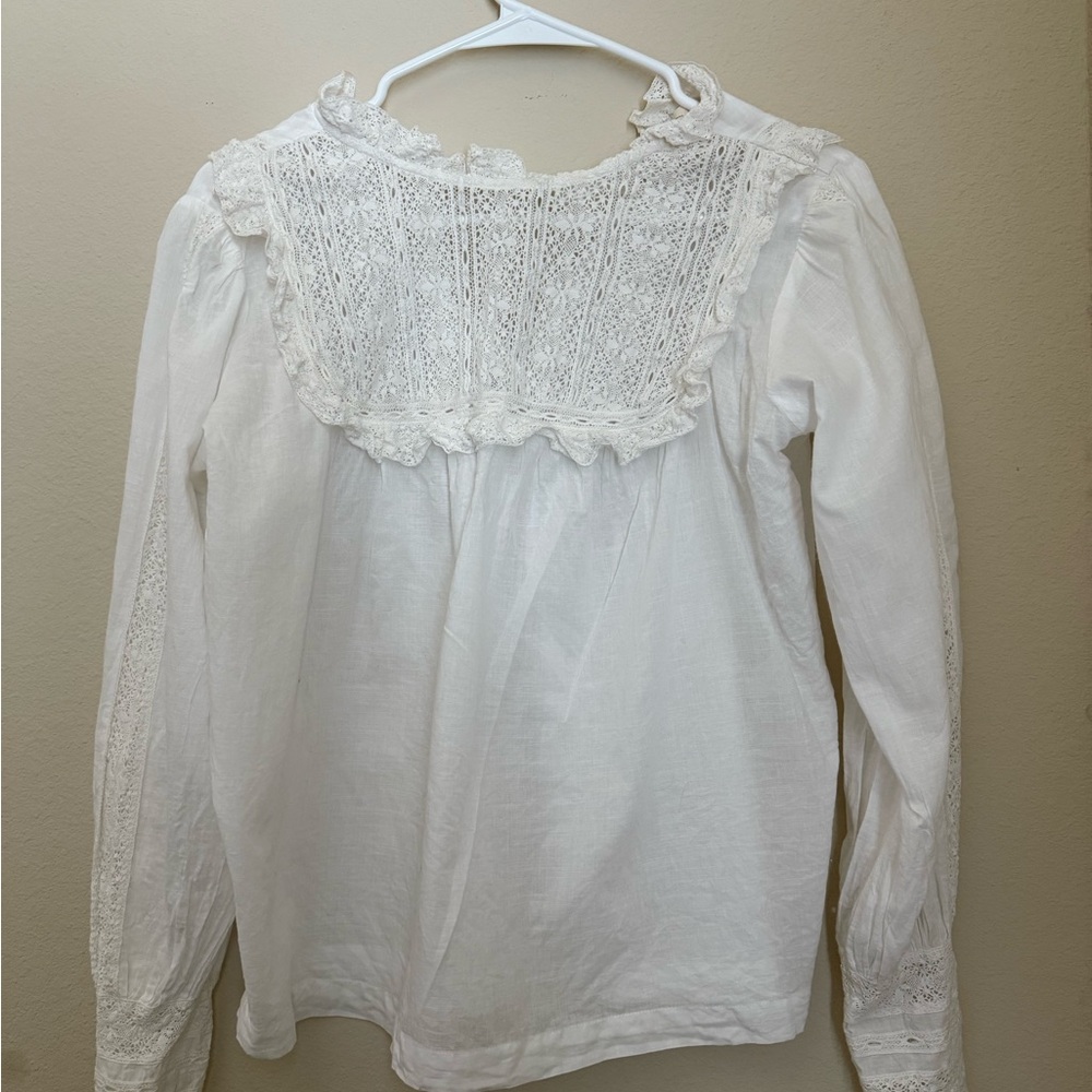 Sezane White Lace Blouse